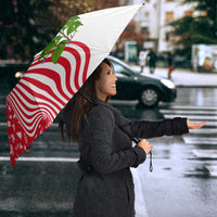 Peru Christmas Umbrella with Santa Macaw Cantuta Flower Red Swirl Pattern and Festive Design - Wonder Print Shop