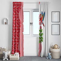 Peru Christmas Window Curtain with Santa Macaw Cantuta Flower Red Swirl Pattern and Festive Design - Wonder Print Shop
