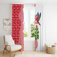 Peru Christmas Window Curtain with Santa Macaw Cantuta Flower Red Swirl Pattern and Festive Design - Wonder Print Shop