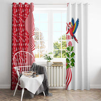 Peru Christmas Window Curtain with Santa Macaw Cantuta Flower Red Swirl Pattern and Festive Design - Wonder Print Shop