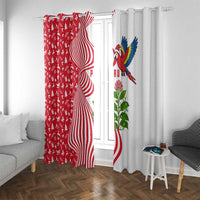 Peru Christmas Window Curtain with Santa Macaw Cantuta Flower Red Swirl Pattern and Festive Design - Wonder Print Shop