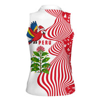 Peru Christmas Women Sleeveless Polo Shirt with Santa Macaw Cantuta Flower Red Swirl Pattern and Festive Design - Wonder Print Shop