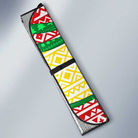 Ethiopia Christmas Auto Sun Shade with Santa Riding Lion Ethiopian Flag Colors and Tribal Pattern Design - Wonder Print Shop