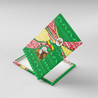 Ethiopia Christmas Canvas Wall Art with Santa Riding Lion Ethiopian Flag Colors and Tribal Pattern Design - Wonder Print Shop