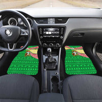 Ethiopia Christmas Car Mats with Santa Riding Lion Ethiopian Flag Colors and Tribal Pattern Design - Wonder Print Shop