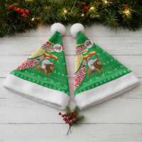 Ethiopia Christmas Santa Hat with Santa Riding Lion Ethiopian Flag Colors and Tribal Pattern Design - Wonder Print Shop