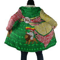 Ethiopia Christmas Cloak with Santa Riding Lion Ethiopian Flag Colors and Tribal Pattern Design - Wonder Print Shop