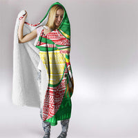 Ethiopia Christmas Hooded Blanket with Santa Riding Lion Ethiopian Flag Colors and Tribal Pattern Design - Wonder Print Shop