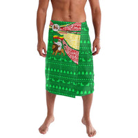 Ethiopia Christmas Lavalava with Santa Riding Lion Ethiopian Flag Colors and Tribal Pattern Design - Wonder Print Shop
