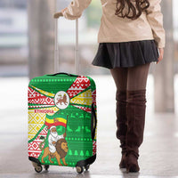 Ethiopia Christmas Luggage Cover with Santa Riding Lion Ethiopian Flag Colors and Tribal Pattern Design - Wonder Print Shop