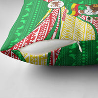 Ethiopia Christmas Pillow Cover with Santa Riding Lion Ethiopian Flag Colors and Tribal Pattern Design - Wonder Print Shop
