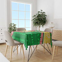 Ethiopia Christmas Tablecloth with Santa Riding Lion Ethiopian Flag Colors and Tribal Pattern Design - Wonder Print Shop