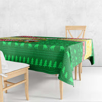 Ethiopia Christmas Tablecloth with Santa Riding Lion Ethiopian Flag Colors and Tribal Pattern Design - Wonder Print Shop