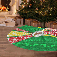 Ethiopia Christmas Tree Skirt with Santa Riding Lion Ethiopian Flag Colors and Tribal Pattern Design - Wonder Print Shop