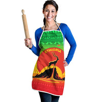 Ethiopia Christmas Apron with Mountain Gazelle Sunset Ethiopian Flag Colors and Tribal Pattern Design - Wonder Print Shop