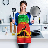 Ethiopia Christmas Apron with Mountain Gazelle Sunset Ethiopian Flag Colors and Tribal Pattern Design - Wonder Print Shop