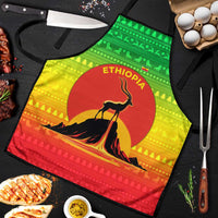 Ethiopia Christmas Apron with Mountain Gazelle Sunset Ethiopian Flag Colors and Tribal Pattern Design - Wonder Print Shop