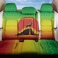Ethiopia Christmas Back Car Seat Cover with Mountain Gazelle Sunset Ethiopian Flag Colors and Tribal Pattern Design - Wonder Print Shop