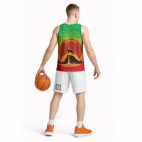 Ethiopia Christmas Basketball Jersey with Mountain Gazelle Sunset Ethiopian Flag Colors and Tribal Pattern Design - Wonder Print Shop