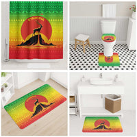 Ethiopia Christmas Bathroom Set with Mountain Gazelle Sunset Ethiopian Flag Colors and Tribal Pattern Design - Wonder Print Shop