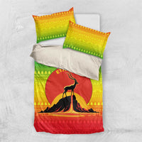Ethiopia Christmas Bedding Set with Mountain Gazelle Sunset Ethiopian Flag Colors and Tribal Pattern Design - Wonder Print Shop