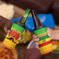 Ethiopia Christmas 4 in 1 Can Cooler Tumbler with Mountain Gazelle Sunset Ethiopian Flag Colors and Tribal Pattern Design - Wonder Print Shop