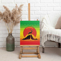 Ethiopia Christmas Canvas Wall Art with Mountain Gazelle Sunset Ethiopian Flag Colors and Tribal Pattern Design - Wonder Print Shop