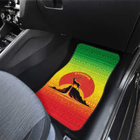 Ethiopia Christmas Car Mats with Mountain Gazelle Sunset Ethiopian Flag Colors and Tribal Pattern Design - Wonder Print Shop