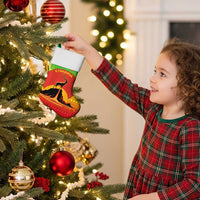 Ethiopia Christmas Stocking with Mountain Gazelle Sunset Ethiopian Flag Colors and Tribal Pattern Design - Wonder Print Shop