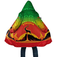 Ethiopia Christmas Cloak with Mountain Gazelle Sunset Ethiopian Flag Colors and Tribal Pattern Design - Wonder Print Shop
