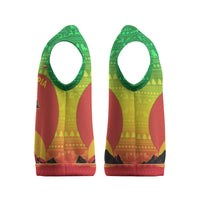 Ethiopia Christmas Knitted V-Neck Vest with Mountain Gazelle Sunset Ethiopian Flag Colors and Tribal Pattern Design - Wonder Print Shop