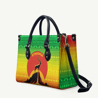 Ethiopia Christmas Leather Bag with Mountain Gazelle Sunset Ethiopian Flag Colors and Tribal Pattern Design - Wonder Print Shop