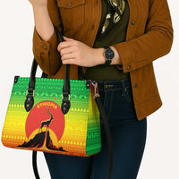 Ethiopia Christmas Leather Bag with Mountain Gazelle Sunset Ethiopian Flag Colors and Tribal Pattern Design - Wonder Print Shop