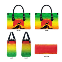 Ethiopia Christmas Leather Bag with Mountain Gazelle Sunset Ethiopian Flag Colors and Tribal Pattern Design - Wonder Print Shop