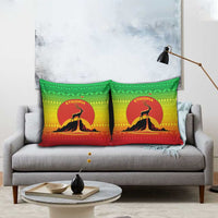 Ethiopia Christmas Pillow Cover with Mountain Gazelle Sunset Ethiopian Flag Colors and Tribal Pattern Design - Wonder Print Shop
