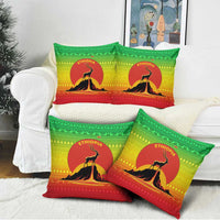 Ethiopia Christmas Pillow Cover with Mountain Gazelle Sunset Ethiopian Flag Colors and Tribal Pattern Design - Wonder Print Shop