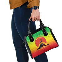 Ethiopia Christmas Shoulder Handbag with Mountain Gazelle Sunset Ethiopian Flag Colors and Tribal Pattern Design - Wonder Print Shop