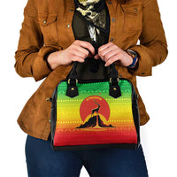 Ethiopia Christmas Shoulder Handbag with Mountain Gazelle Sunset Ethiopian Flag Colors and Tribal Pattern Design - Wonder Print Shop