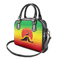 Ethiopia Christmas Shoulder Handbag with Mountain Gazelle Sunset Ethiopian Flag Colors and Tribal Pattern Design - Wonder Print Shop