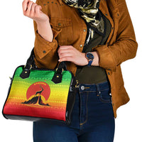 Ethiopia Christmas Shoulder Handbag with Mountain Gazelle Sunset Ethiopian Flag Colors and Tribal Pattern Design - Wonder Print Shop