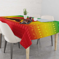 Ethiopia Christmas Tablecloth with Mountain Gazelle Sunset Ethiopian Flag Colors and Tribal Pattern Design - Wonder Print Shop