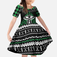 Alien Christmas Kid Short Sleeve Dress Xmas Holiday Patterns - Wonder Print Shop