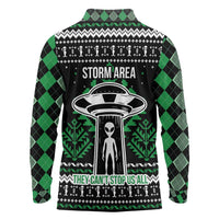 Alien Christmas Long Sleeve Polo Shirt Xmas Holiday Patterns - Wonder Print Shop