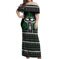 Alien Christmas Off Shoulder Maxi Dress Xmas Holiday Patterns - Wonder Print Shop