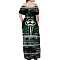 Alien Christmas Off Shoulder Maxi Dress Xmas Holiday Patterns - Wonder Print Shop