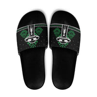 Alien Christmas Slide Sandals Xmas Holiday Patterns - Wonder Print Shop