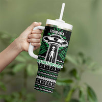 Alien Christmas Tumbler With Handle Xmas Holiday Patterns - Wonder Print Shop