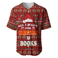 All I Want For Christmas Is Books Christmas Baseball Jersey Xmas Holiday Patterns - Wonder Print Shop