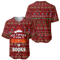 All I Want For Christmas Is Books Christmas Baseball Jersey Xmas Holiday Patterns - Wonder Print Shop