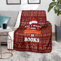 All I Want For Christmas Is Books Christmas Blanket Xmas Holiday Patterns - Wonder Print Shop
